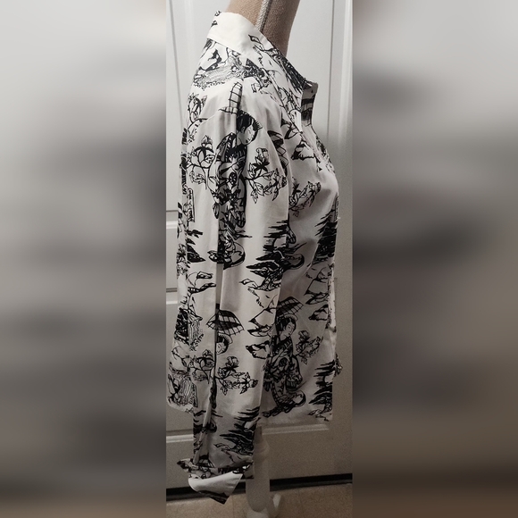 Finley Geisha print button-down size large - Picture 4 of 9